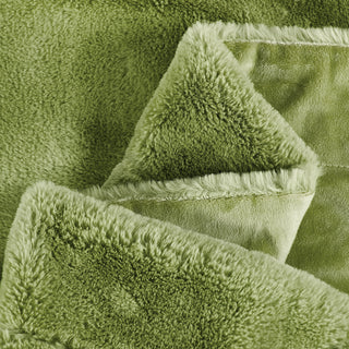 Fox Faux Fur Throw Blanket, Green Moss, 50''x60''
