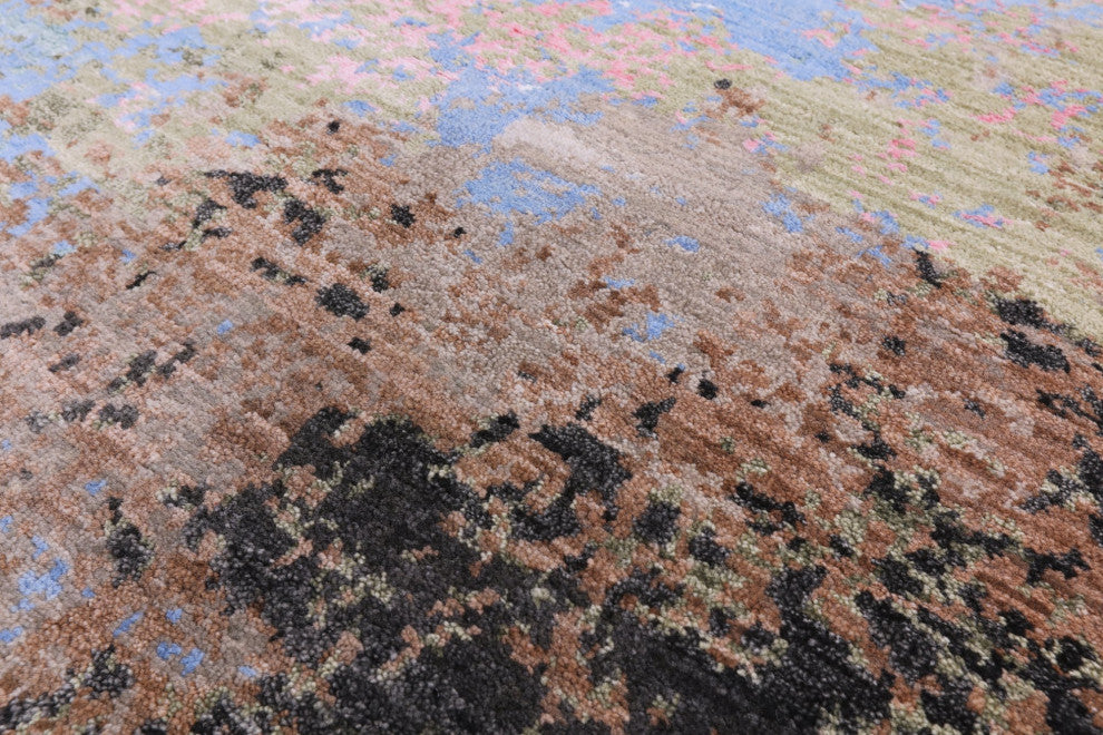 Hand Knotted Wool and Silk Abstract Rug 7' 11" X 10' 0" Q8877