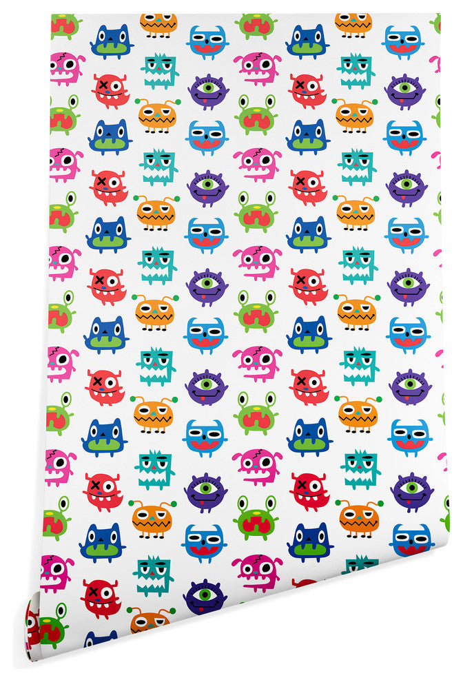 Deny Designs Andi Bird Monstrous Monsters Wallpaper, White, 2'x10'