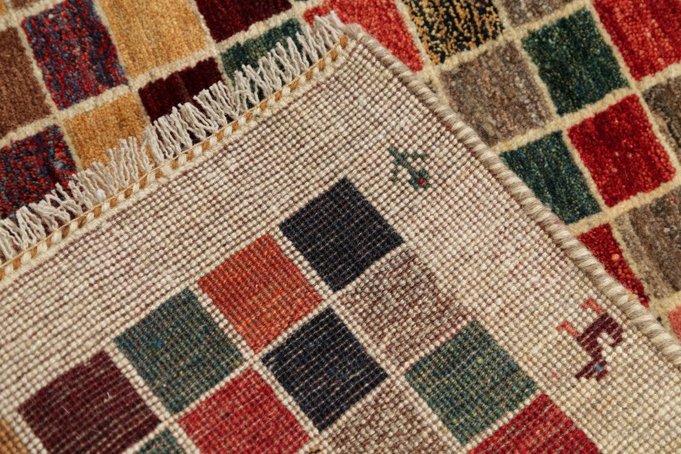 Consigned, Hand-Knotted Traditional Persian Gabbeh Oriental Area Rug, 4'0"X2'10"