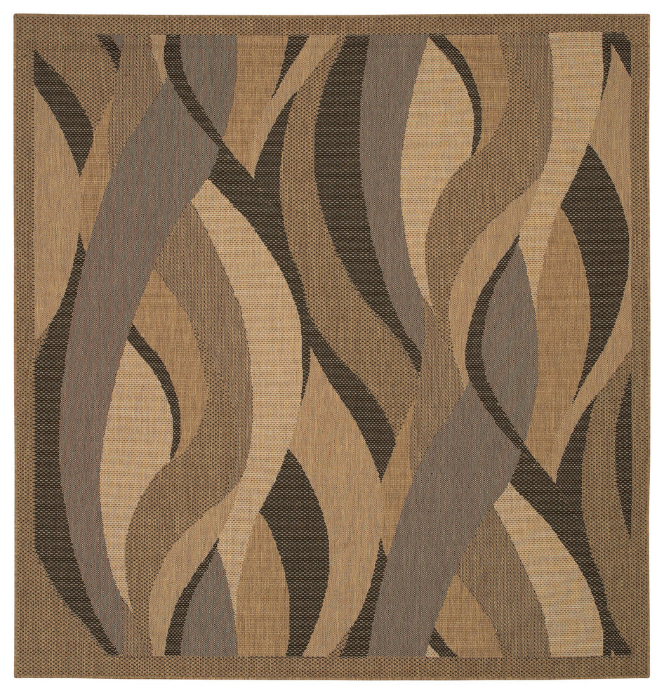 Couristan Recife Seagrass Indoor/Outdoor Area Rug, Natural/Black, 8'6" Square