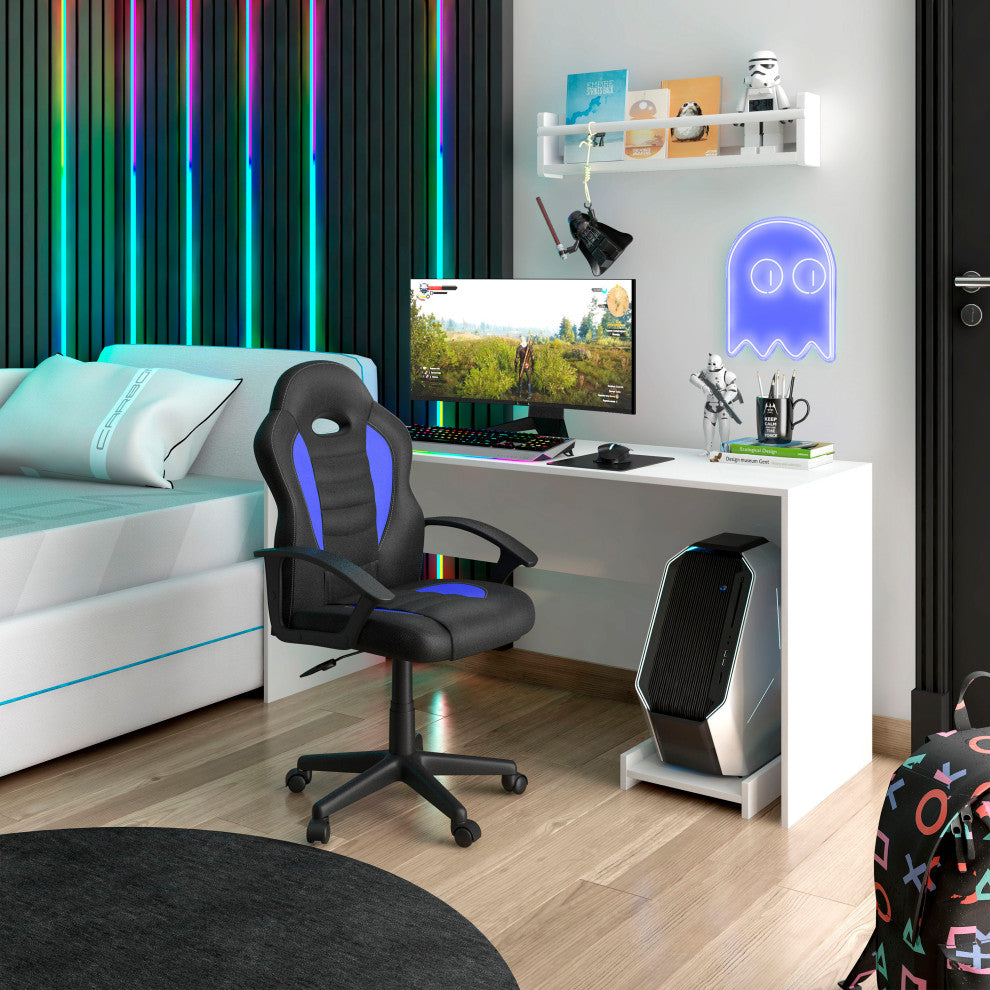 Techni Mobili Kid''s Gaming and Student Racer Chair With Wheels, Blue
