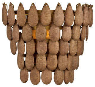 Capital Lighting 654411 Ravi 12" Tall Wall Sconce - Light Wood / Patinaed Brass