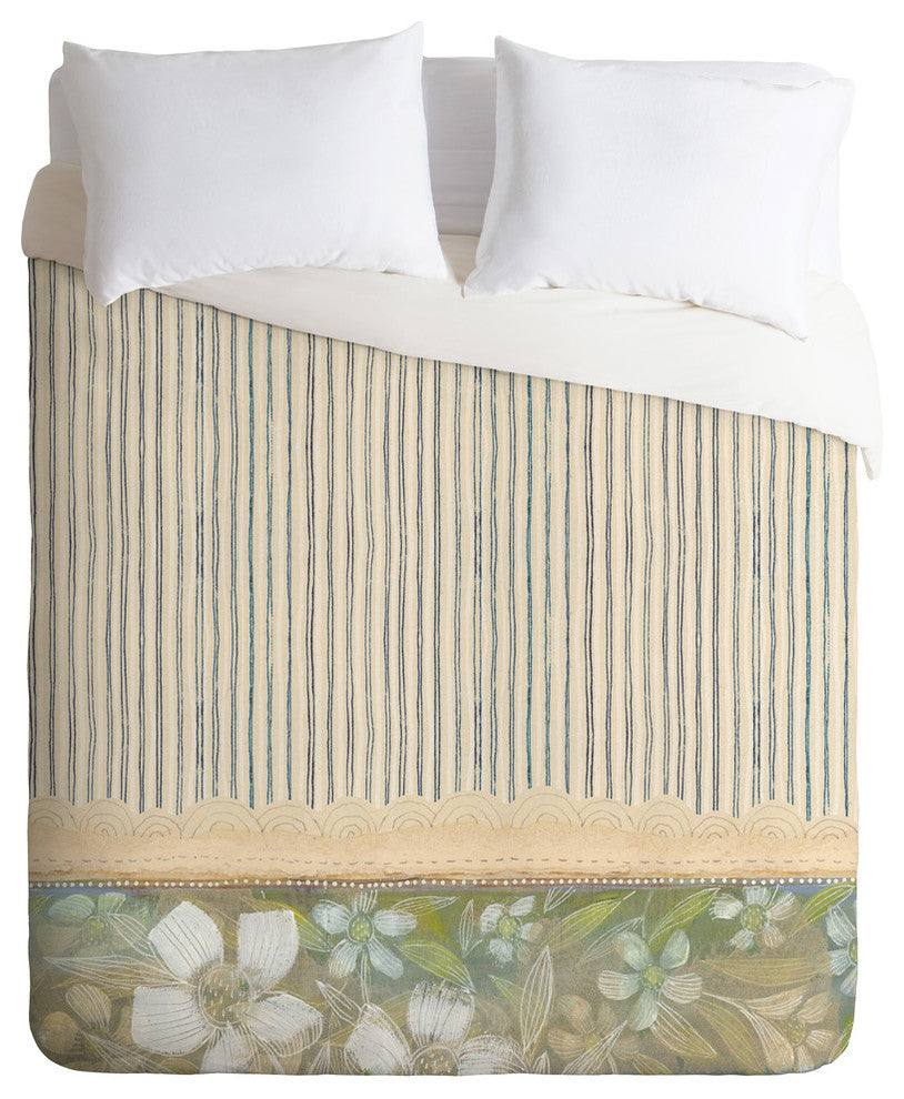 Deny Designs Cori Dantini Blue And White Stripes Duvet Cover - Lightweight