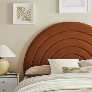 Solana Arched Performance Velvet Queen Headboard, Rust
