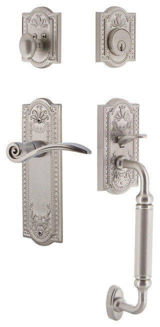Meadows Plate C Grip Entry Set Swan Lever, Satin Nickel, 2-3/4", Left