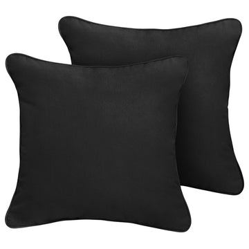 Sunbrella Canvas Black Outdoor Corded Pillows, Set of 2, 24x24