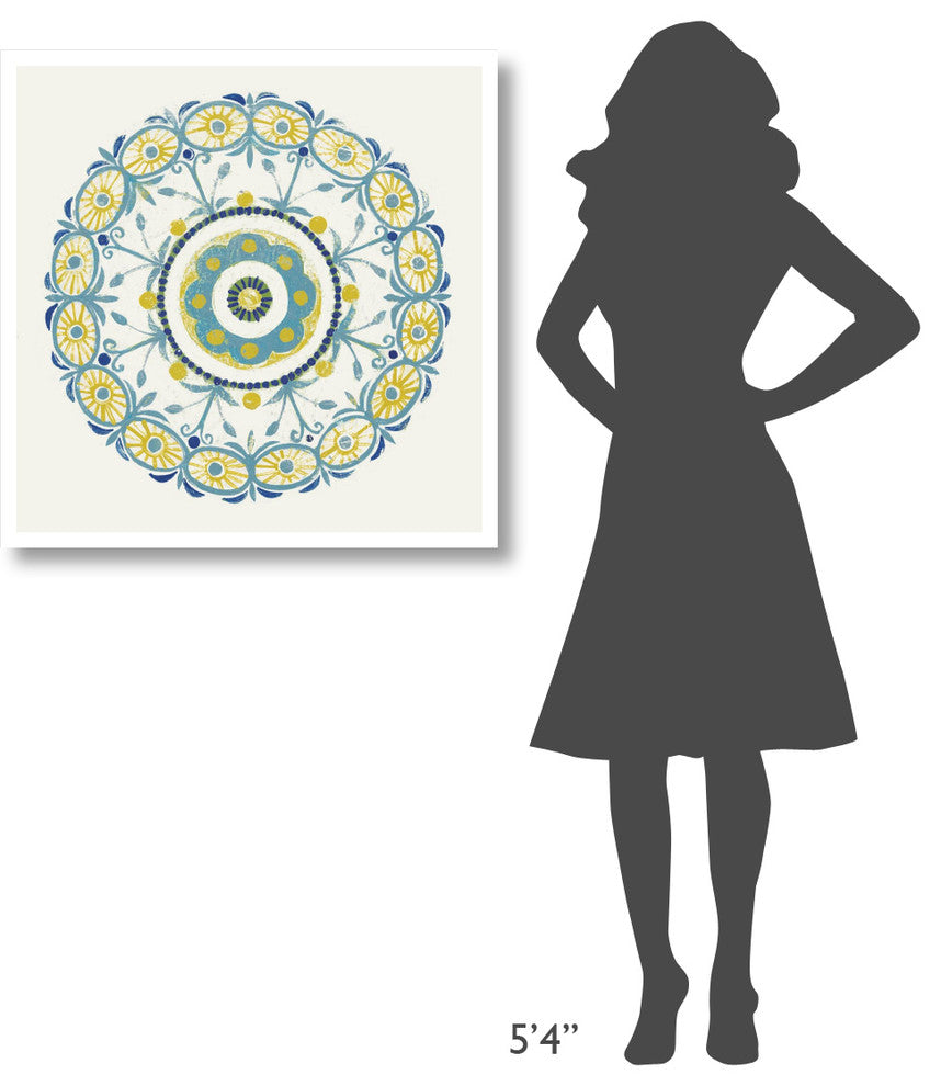 "Lakai Circle I Blue and Yellow" Digital Paper Print by Kathrine Lovell, 32"x32"