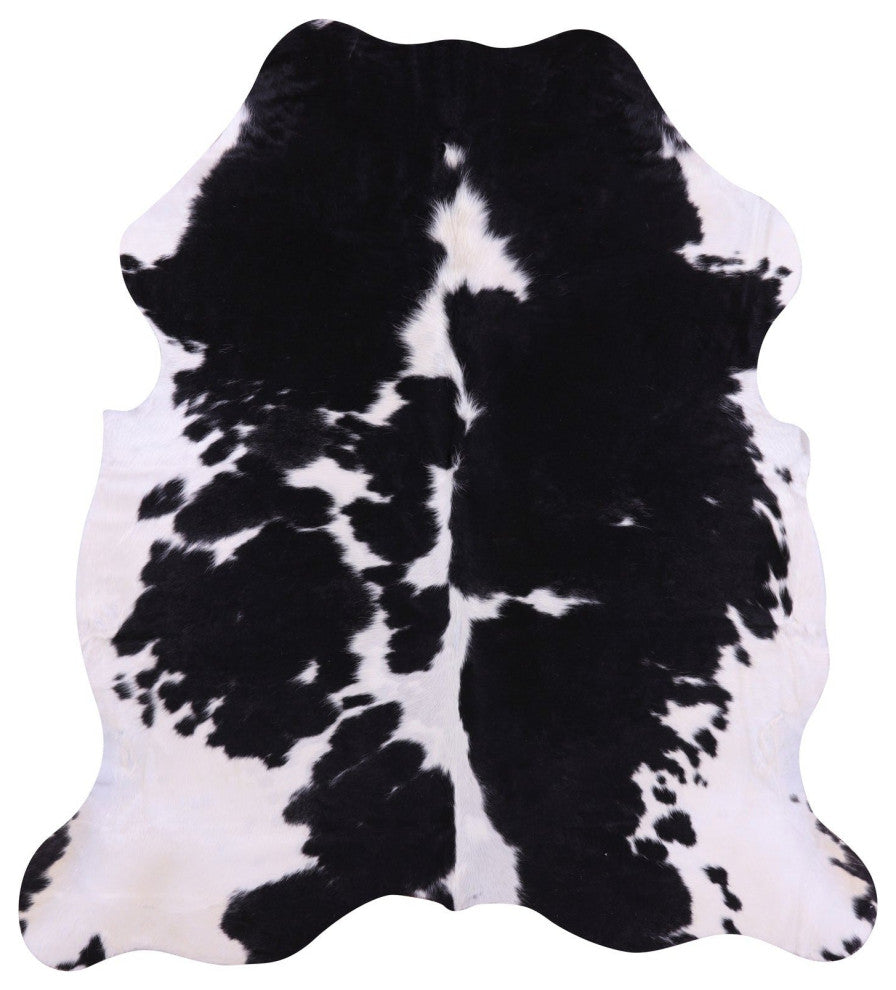 6' 7" X 6' 1" Black and White Natural Cowhide Rug C2292