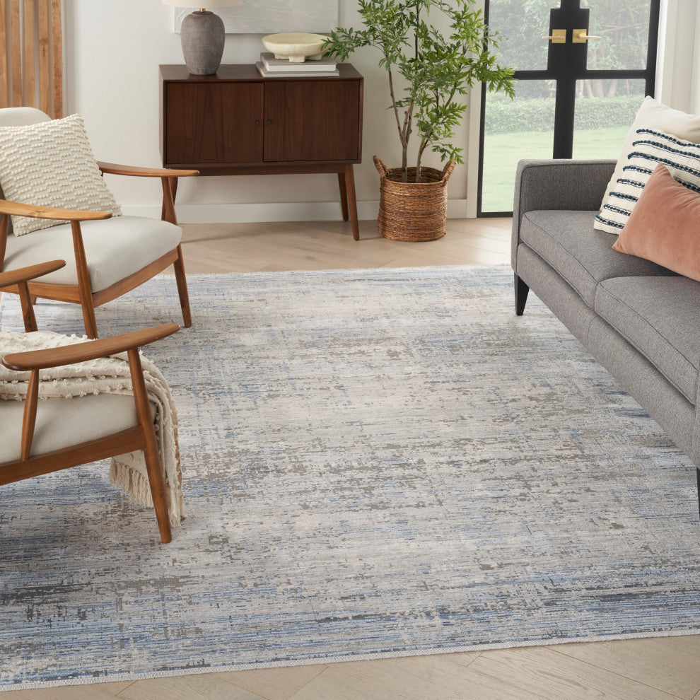 Nourison Abstract Hues 7'10" x 10' Blue Grey Modern Indoor Area Rug