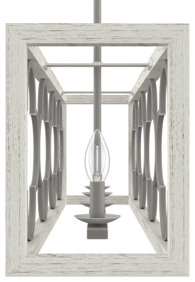 Hunter Gablecrest Painted Concrete and Rustic White Linear Chandelier