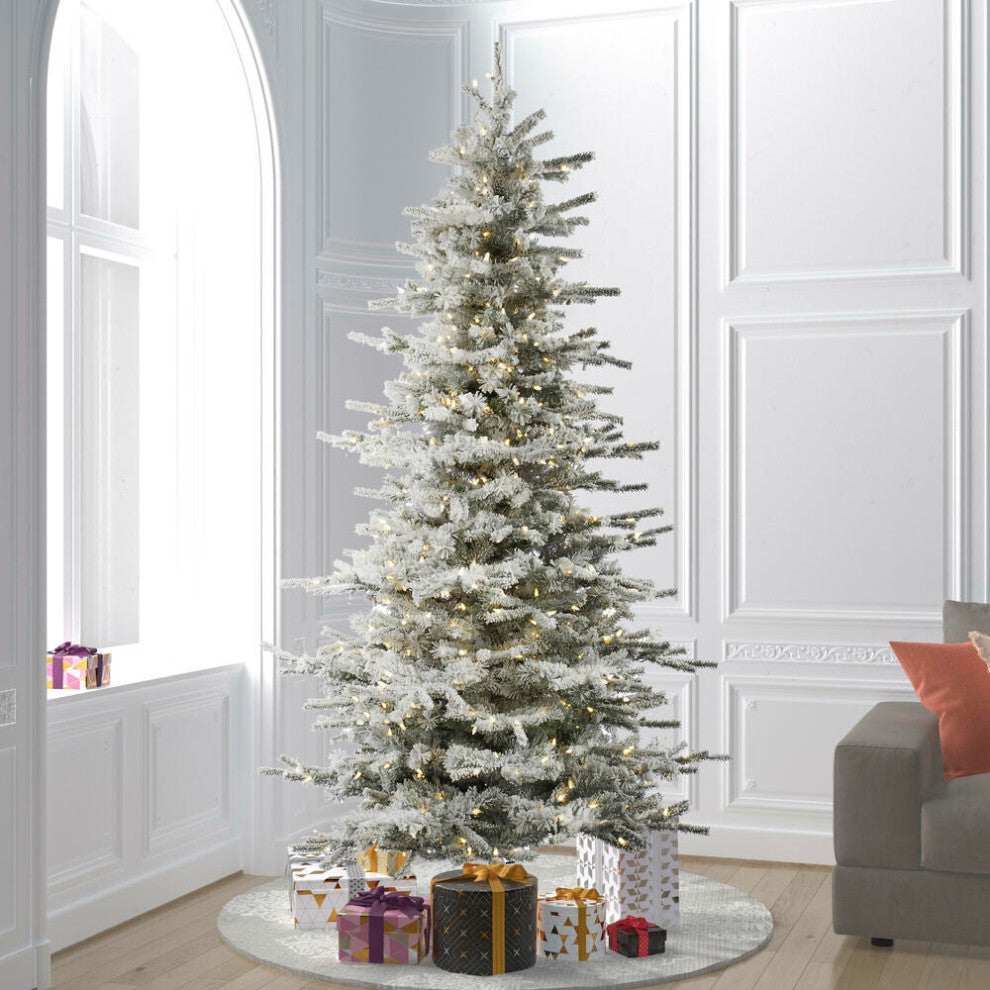 Vickerman A895090 12' Flocked Utica Fir Slim Artificial Christmas Tree Unlit