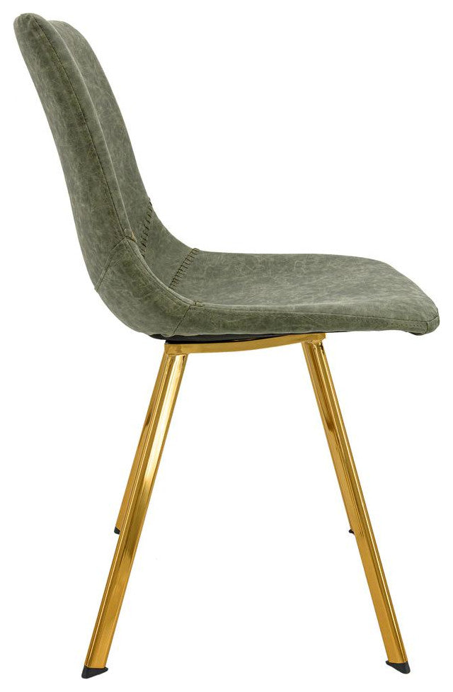 LeisureMod Markley Modern Leather Dining Chair With Gold Legs