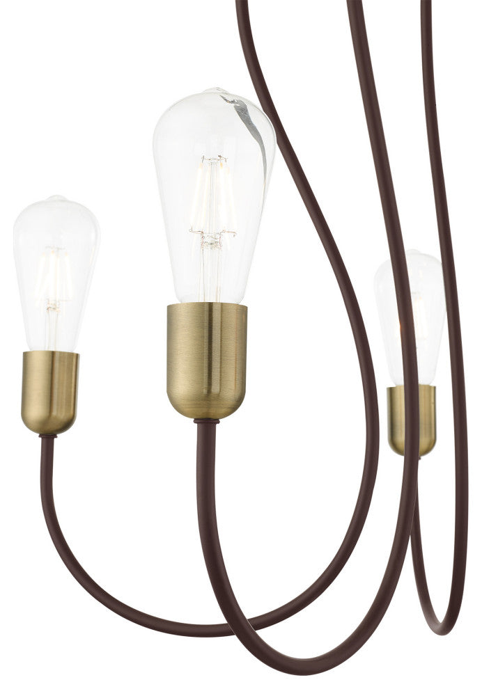 Livex Lighting Lucerne 5 Light Bronze With Antique Brass Accent Chandelier