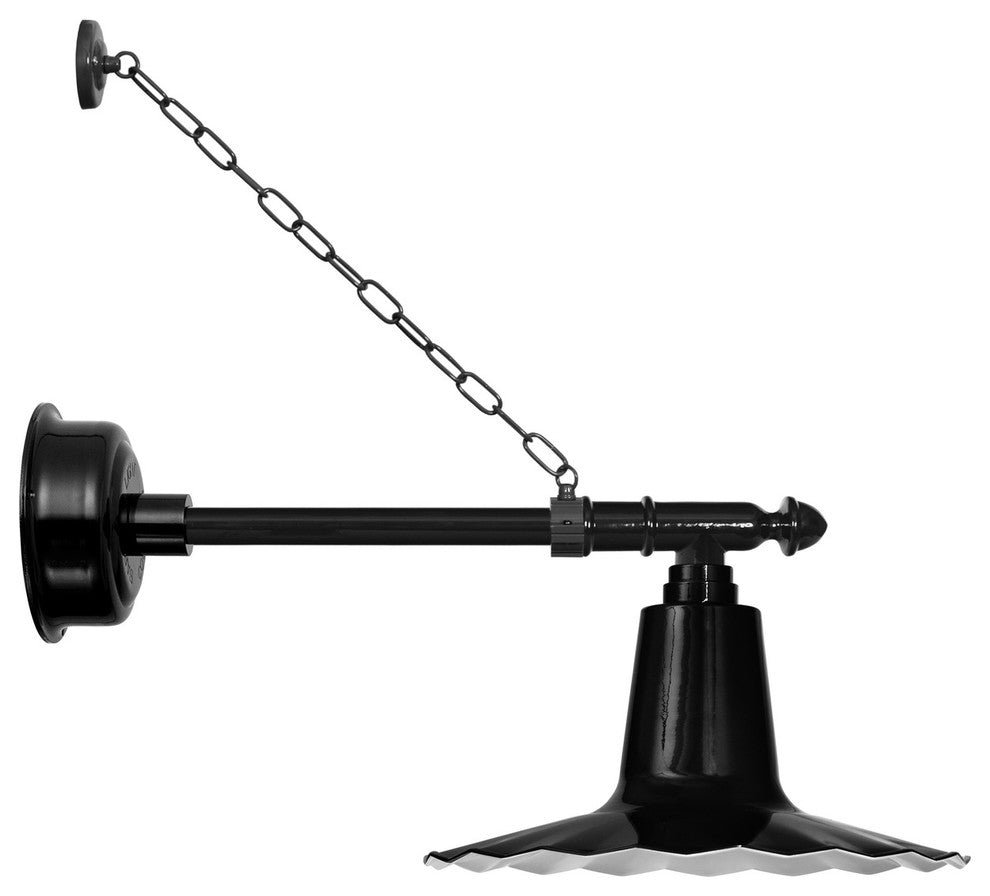 16" Iris LED Gooseneck Light With Victorian Arm With Chain, Black