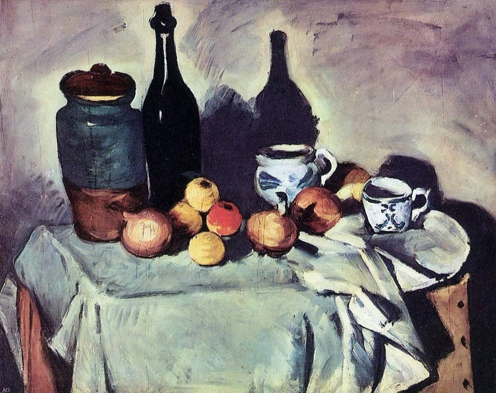 Paul Cezanne Still Life, Post- Bottle- Cup and Fruit Wall Decal