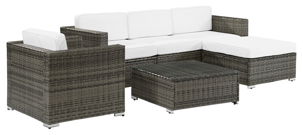 Sea Island 6-Piece Wicker Sectional Set, Gray