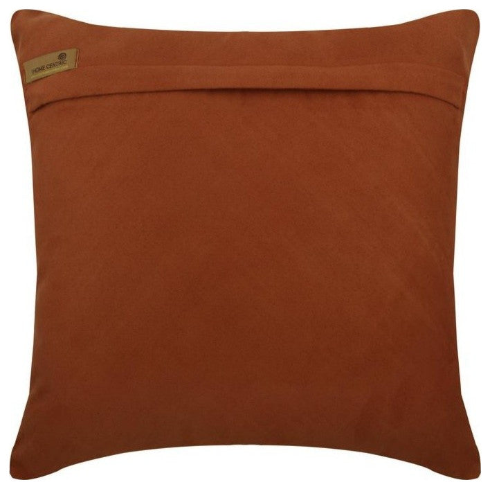 Pleated Crystal Embroidered Orange Suede 20"x20" Pillow Cover, Crystal Rust