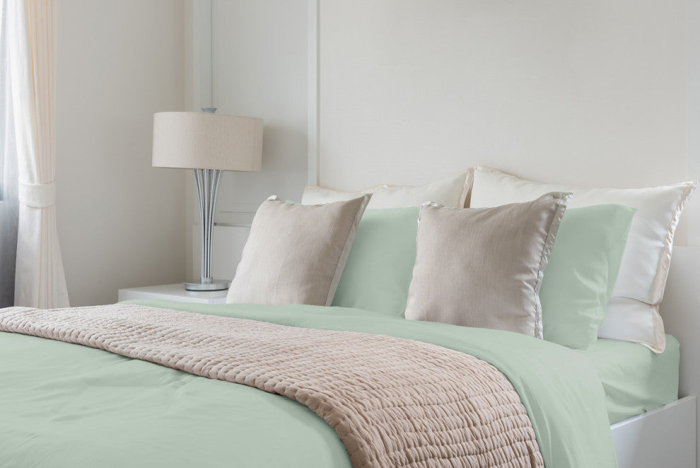 Organic 100% Eucalyptus Fiber Tencel 4-Piece Sheet Set, Porcelain Green, Queen