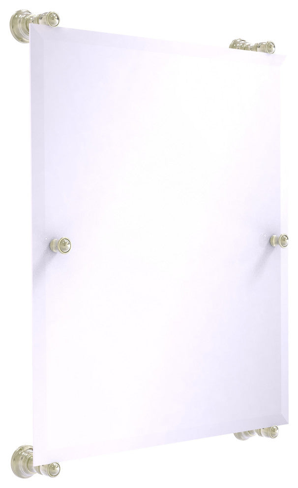 Carolina Frameless Rail Mounted Mirror, Polished Nickel