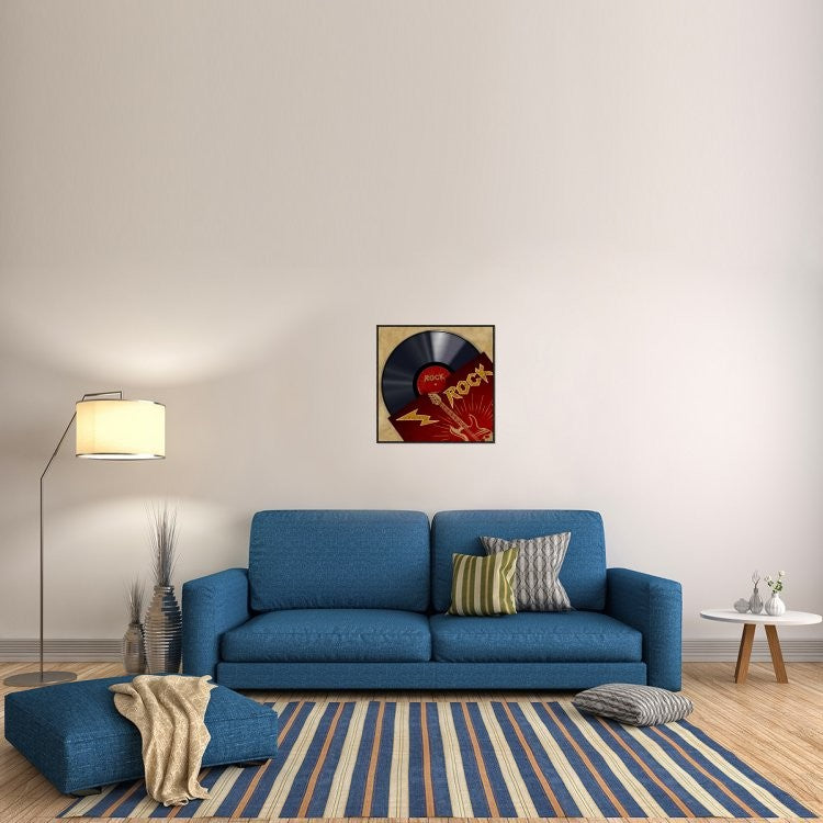 "Vinyl Club, Rock" Framed Canvas Giclee by Steven Hill, 25x25"