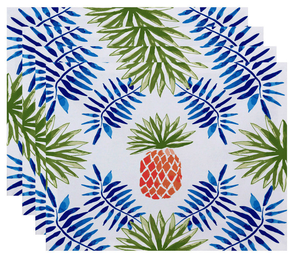 Pineapple and Spike, Geometric Print Placemat, Blue