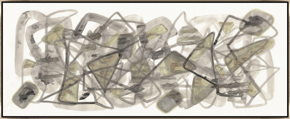 60x24 Puzzled Lines, Framed Artwork, Silver