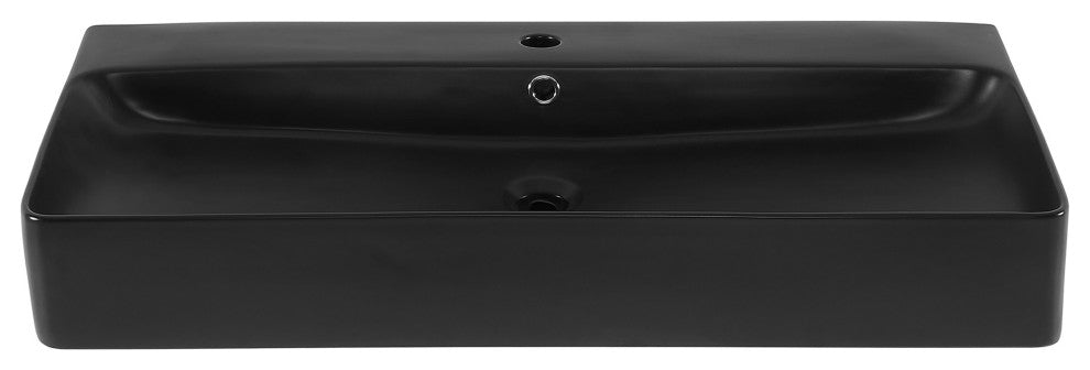 Carre 36" Rectangle Wall-Mount Bathroom Sink, Matte Black