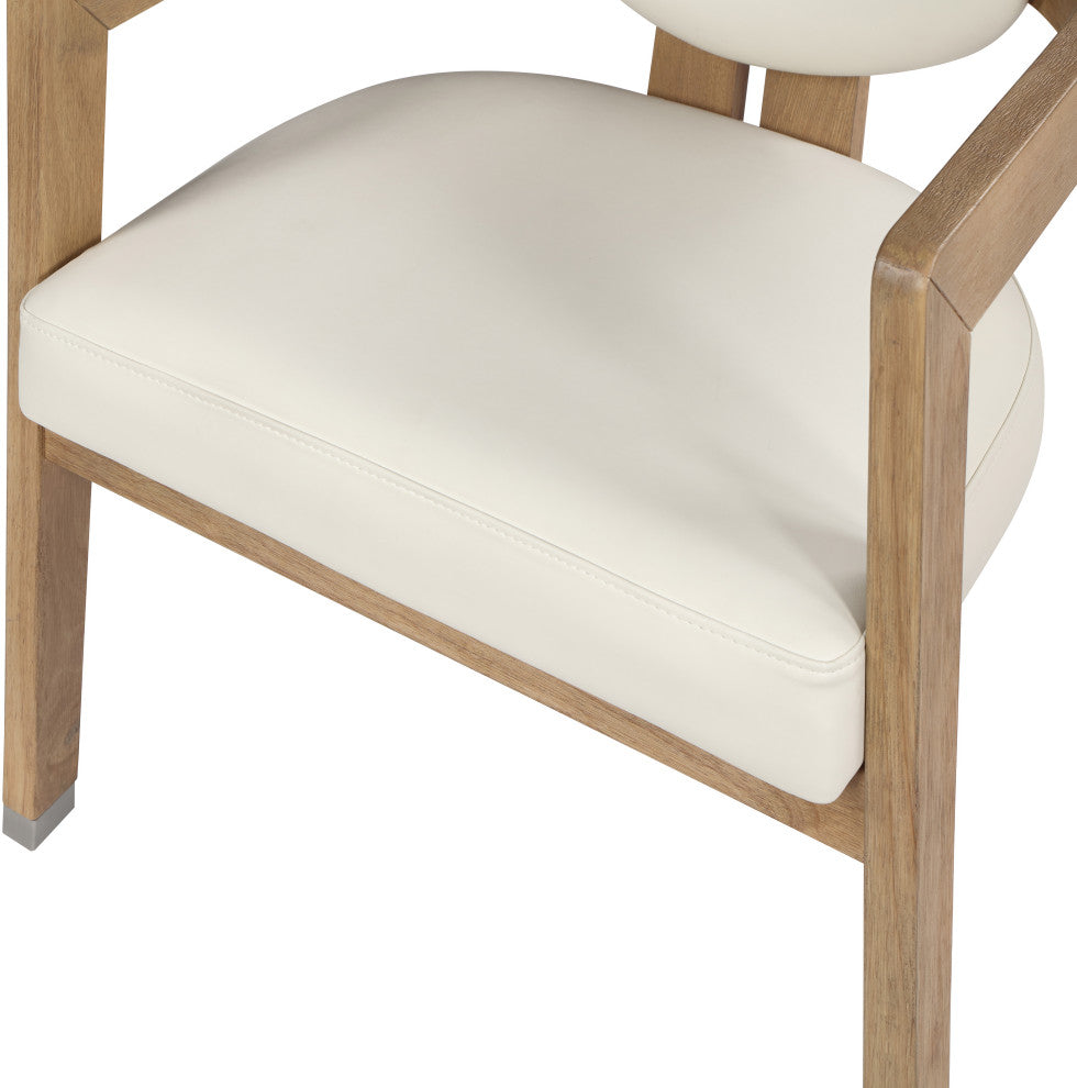 Carlyle Faux Leather Upholstered Dining Chair, Cream, Natural Finish