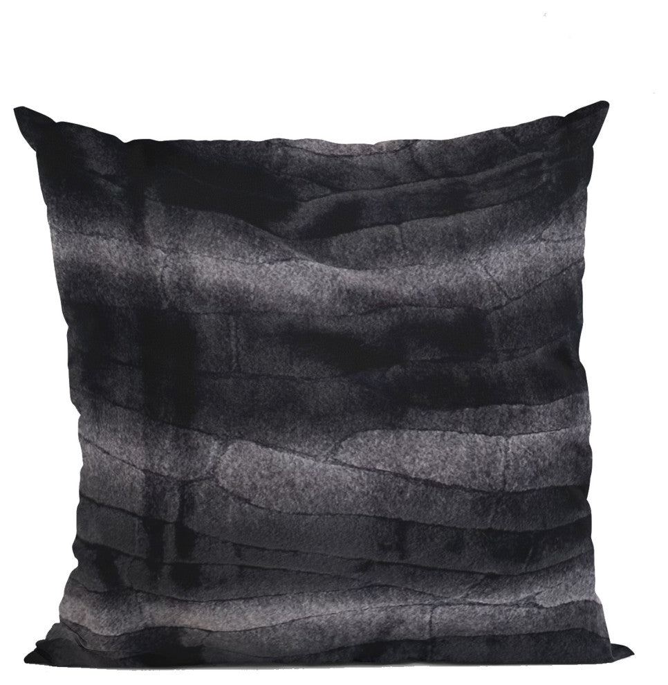 Plutus Black Graphite Furever Faux Fur Throw Pillow, 26" x 26"