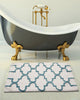 Cotton Dual Color Geometric Pattern Bath Rug, New Blue, 36"x24"