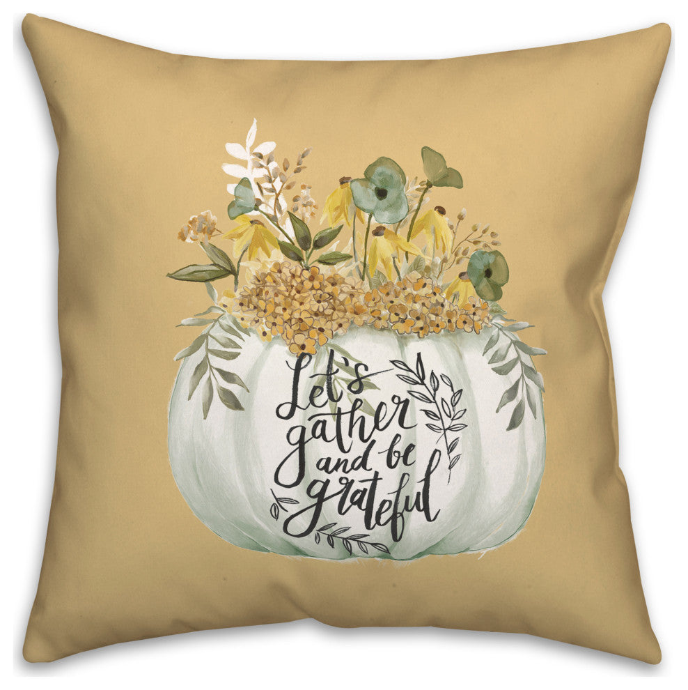 Pumpkin Watercolor Florals 2 18x18 Spun Poly Pillow