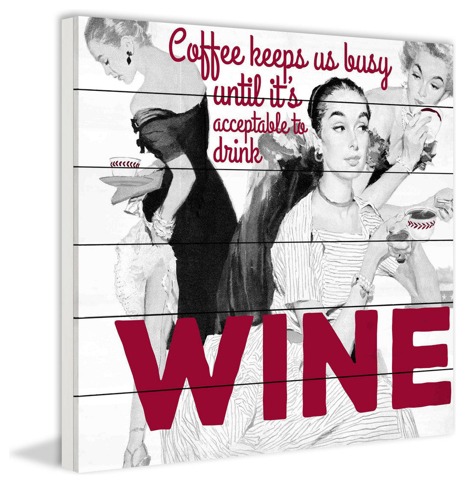 "Wine" Painting Print on White Wood