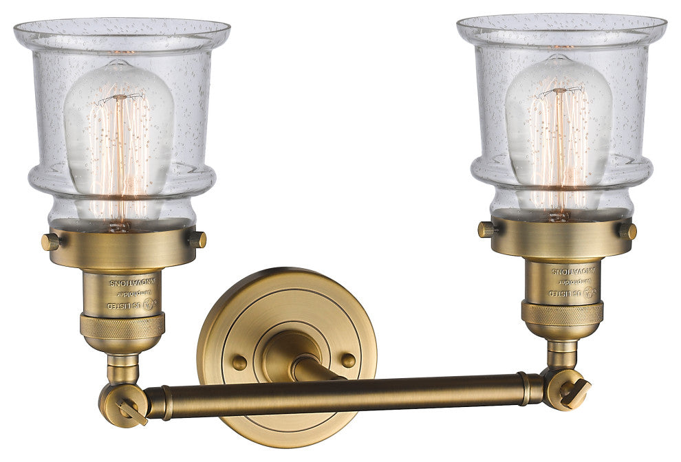 Small Canton 2-Light Bath Vanity-Light, Brushed Brass, Seedy