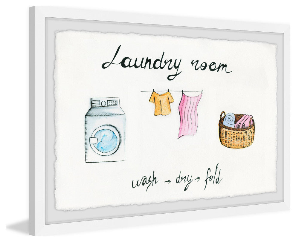 "Laundry Wash Dry Fold" Framed Painting Print, 24x16