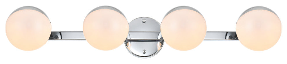 4 Light Chrome And Frosted White Bath Sconce