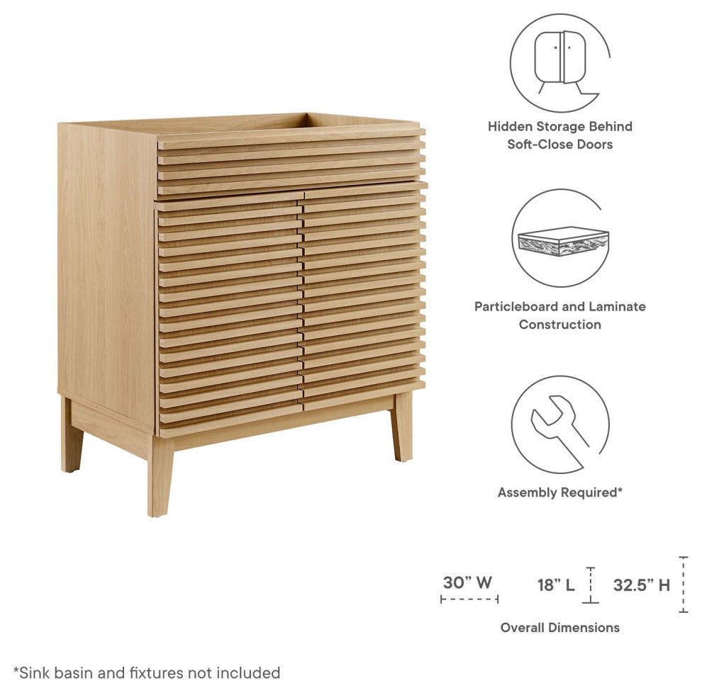 Render 30" Bathroom Vanity Cabinet, Oak