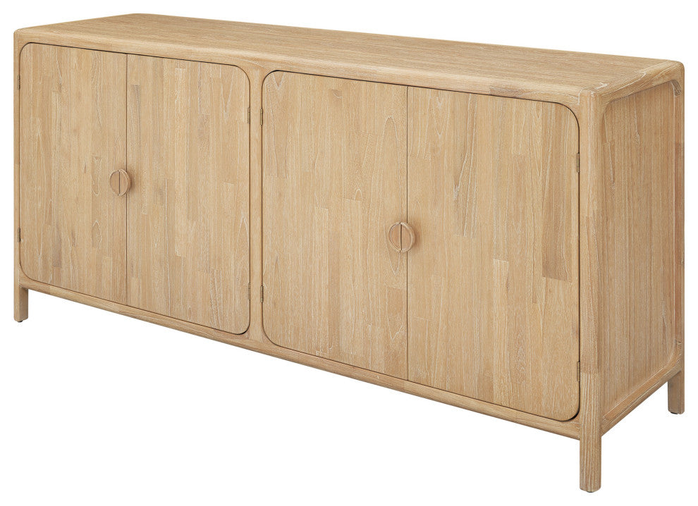Hansville Sideboard 4 Doors With 2 Inner Drawers, Natural Whitewash