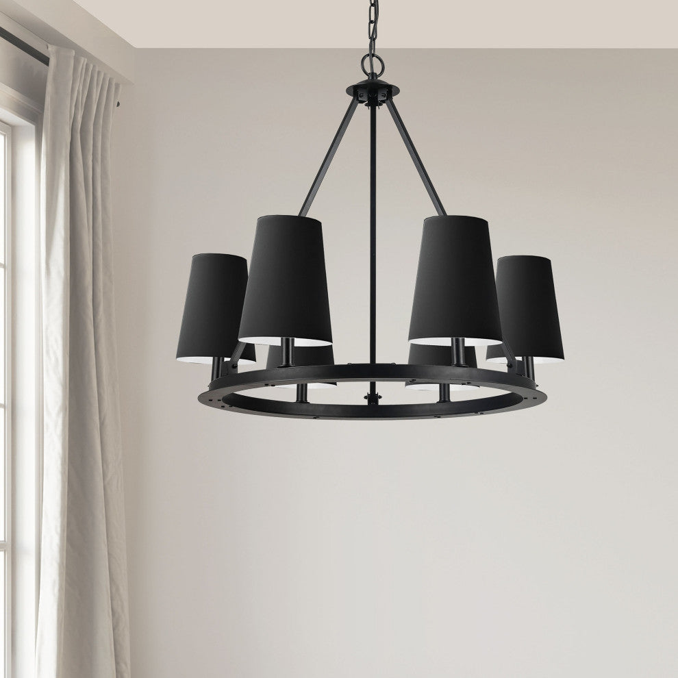 Colby Transitional 6 Light Matte Black Black Metal Chandelier