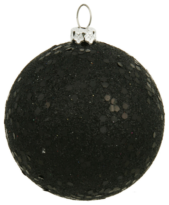 6" Black Sequin Ball Drilled 4/Bag
