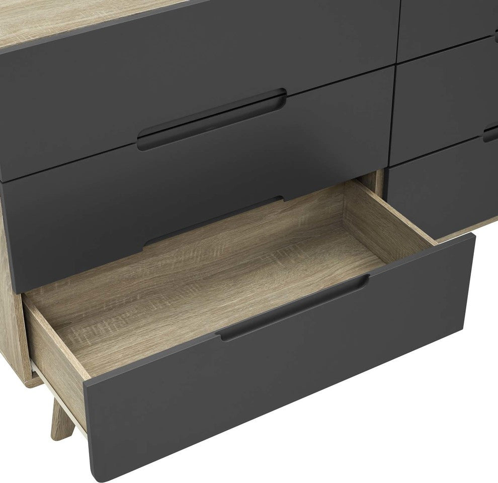Origin Six-Drawer Wood Dresser or Display Stand, Natural Gray