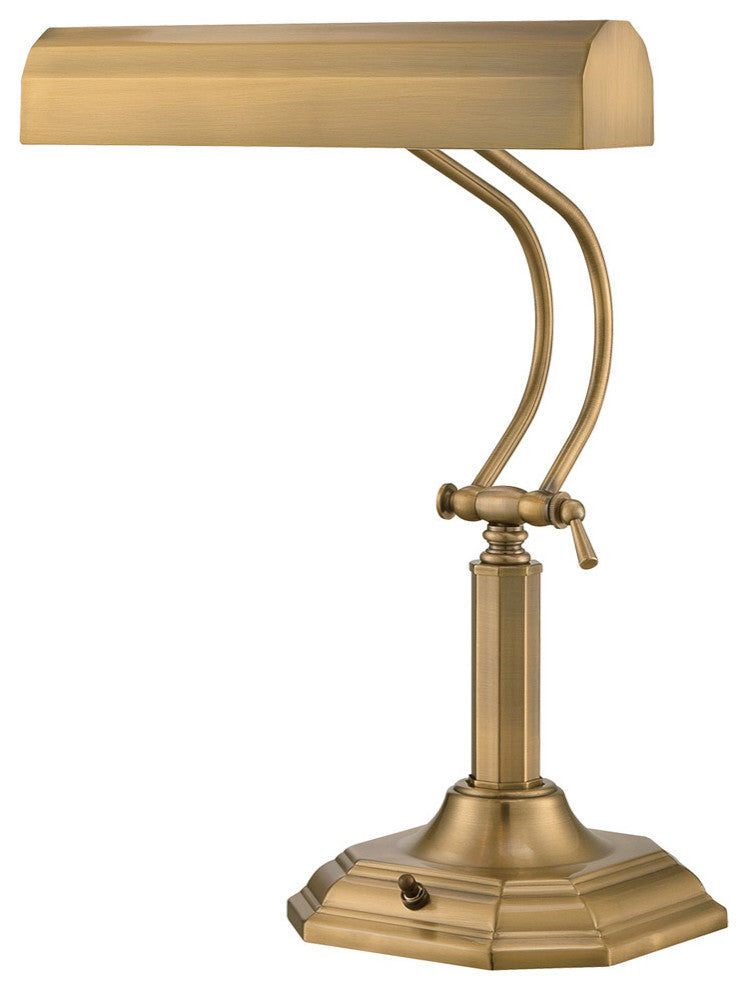 Piano Mate 2 Light Desk Lamp, Antique Brass