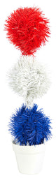 18" Red, White and Blue Americana Faux Topiary Plant With 35 Warm LED Lights