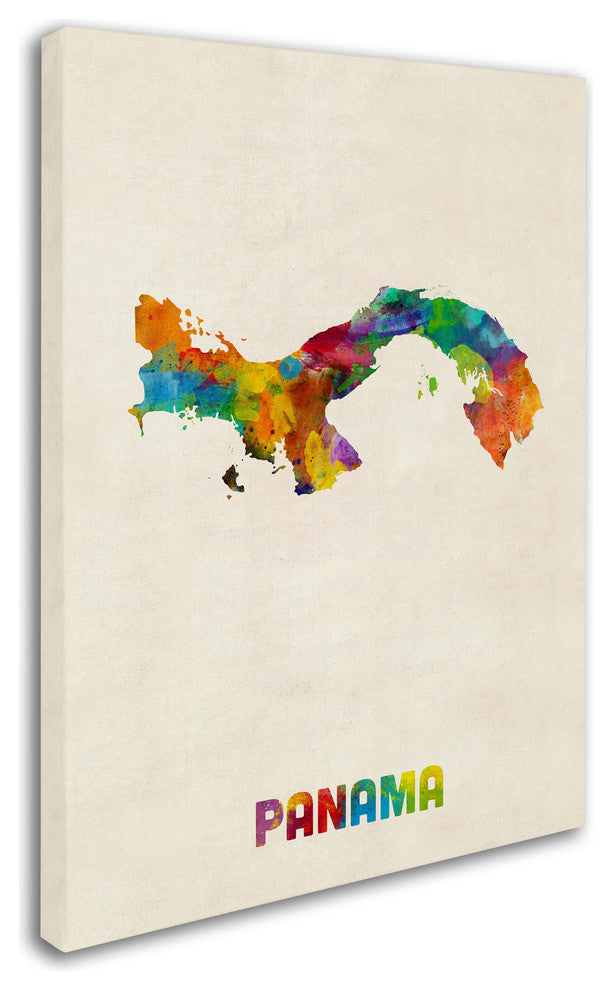 'Panama Watercolor Map' Canvas Art by Michael Tompsett