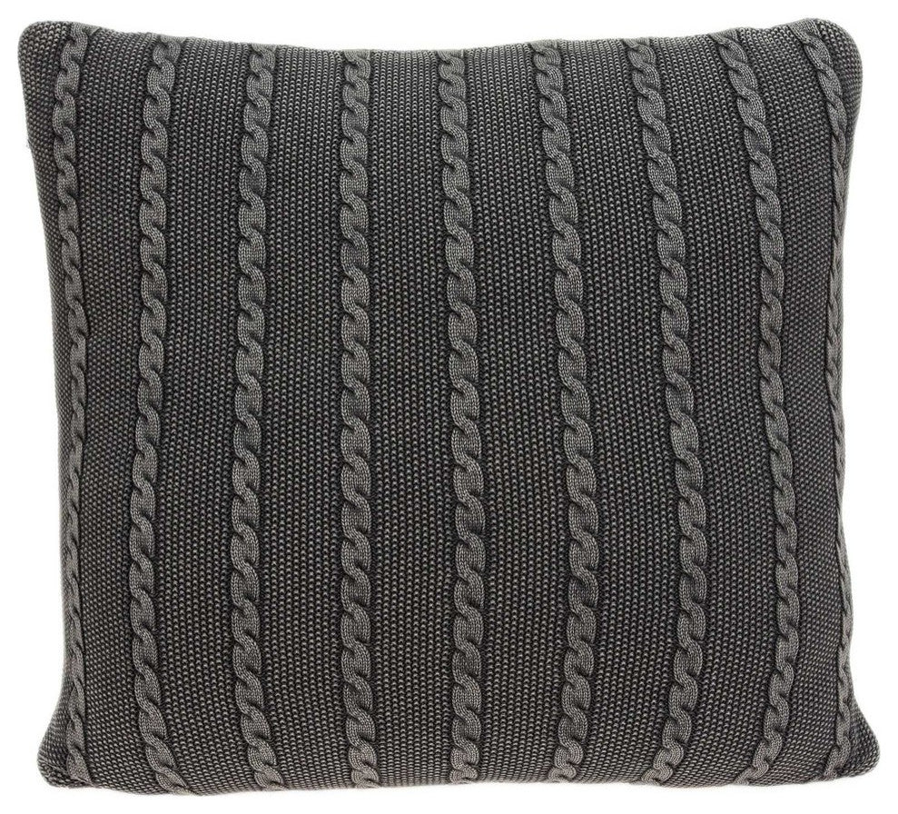 HomeRoots 18" x 5" x 18" Transitional Charcoal Pillow Cover With Poly Insert