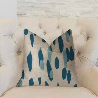 Bosky Willow Blue and White Luxury Throw Pillow, 24"x24"