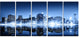 "Night New York City Mirrored" Cityscape Artwork Canvas, 5 Panels, 60"x28"