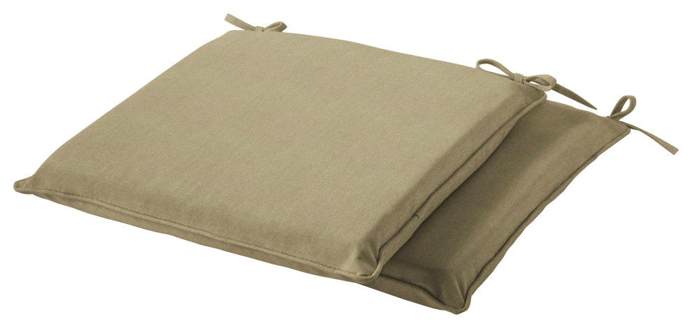 Beige Outdoor Corded Chair Pad Set, 19x16x2, Set of 2