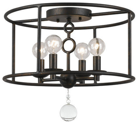 Crystorama Cameron 4 Light Ceiling Mount in English Bronze