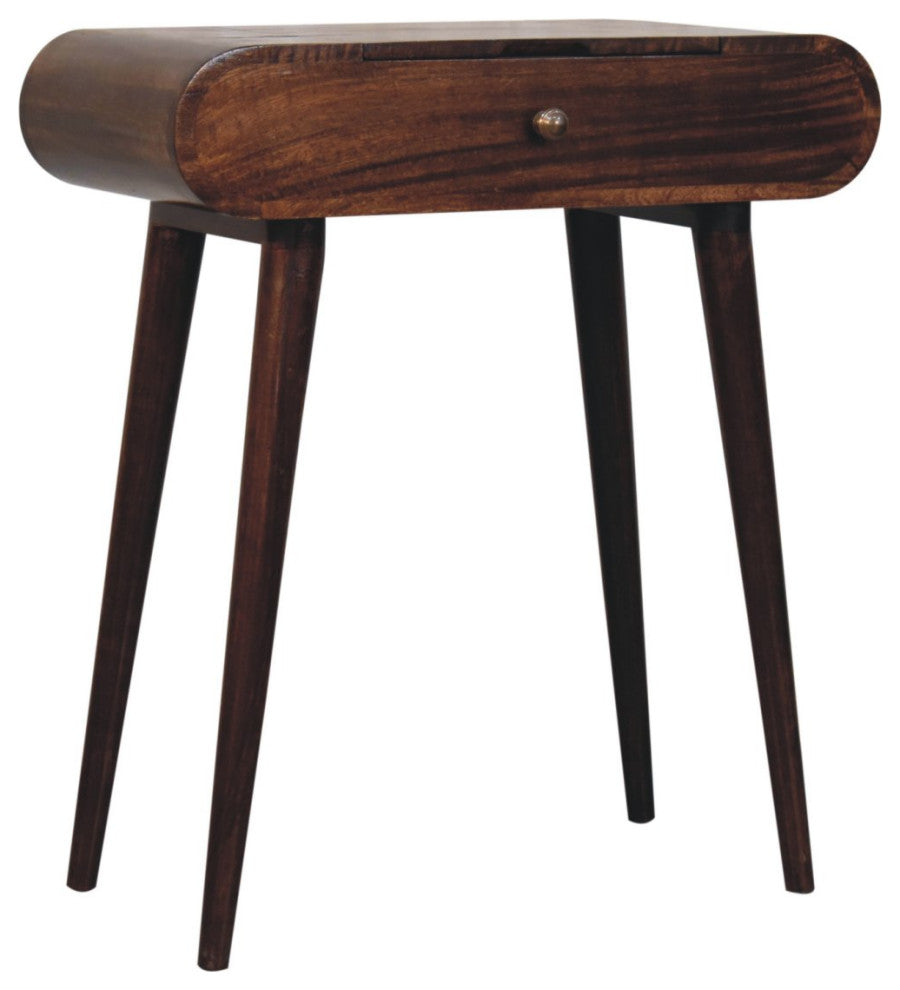 Artisan Furniture Mini California Walnut Dressing Table with Foldable Mirror